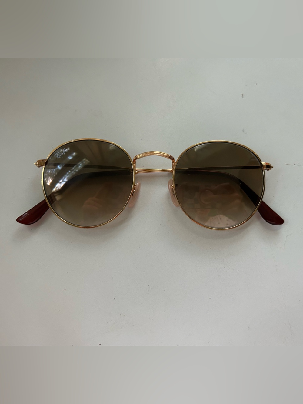 Ray-Ban 3447 Gold Frame Brown Gradient Round Sunglasses